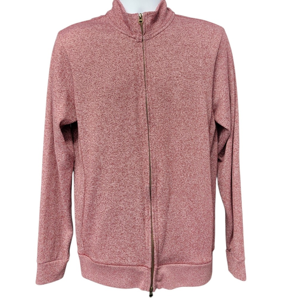 RYE 51 Small Batch‎ Lg Heathered Red Double Zipper Zip Up Sweater Jacket  J454